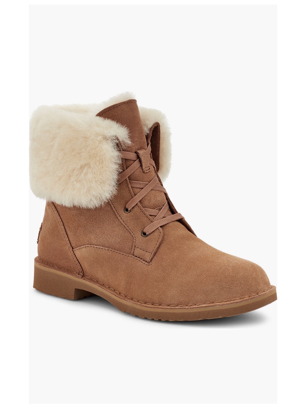 Ugg Women's Weylyn Foldover Shearling Sheepskin Boot NWT Chestnut Suede Sz 7